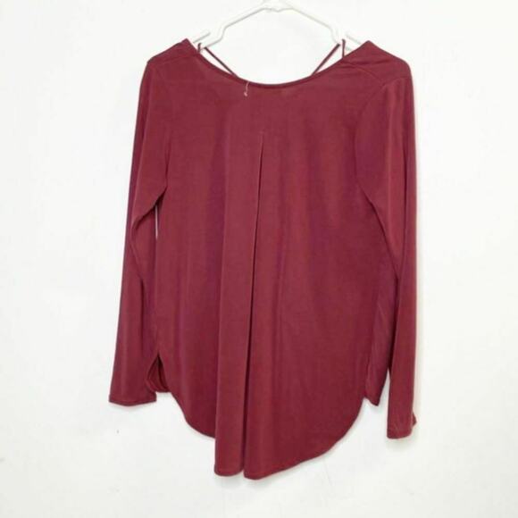 Anthro Alya wrap front burgundy maroon cross top blouse Sz small - Picture 2 of 8